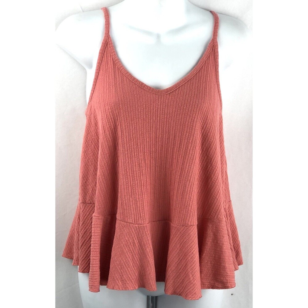Old Navy Gauzy Swing Ruffle Peplum Halter Tank Top XS Mauve V-Neck Strappy Boho